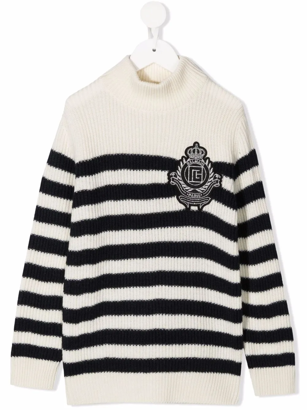 

Balmain Kids suéter con motivo de rayas marineras y logo - Blanco