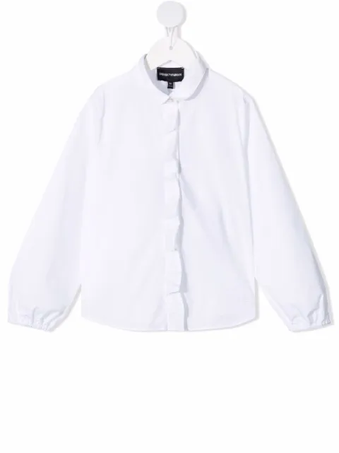 Emporio Armani Kids قميص بياقة مستديرة وأزرار