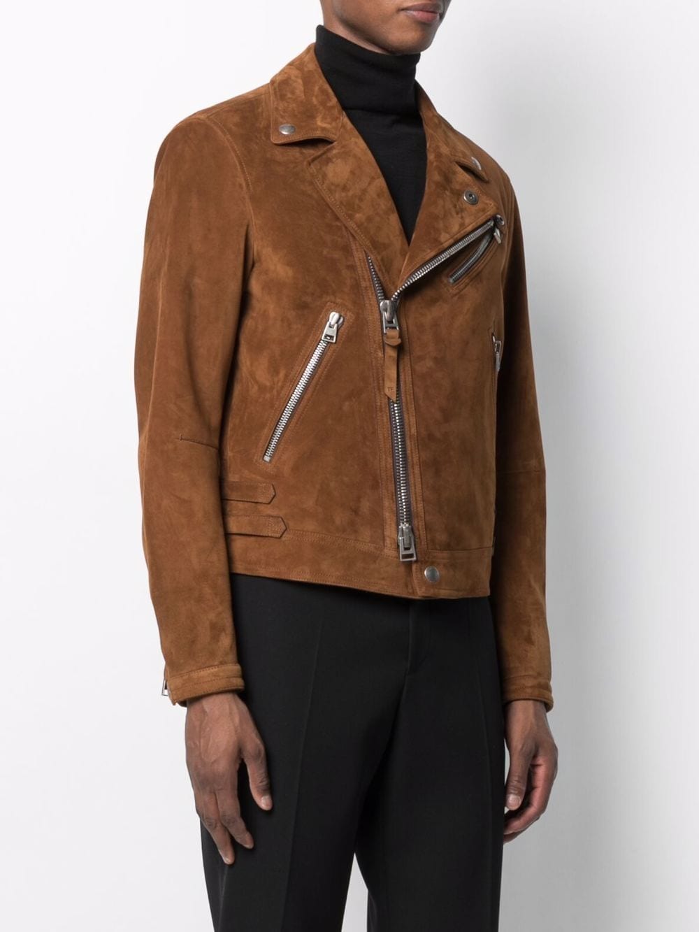 Shop Tom Ford Double-breasted Biker Jacket In Brown