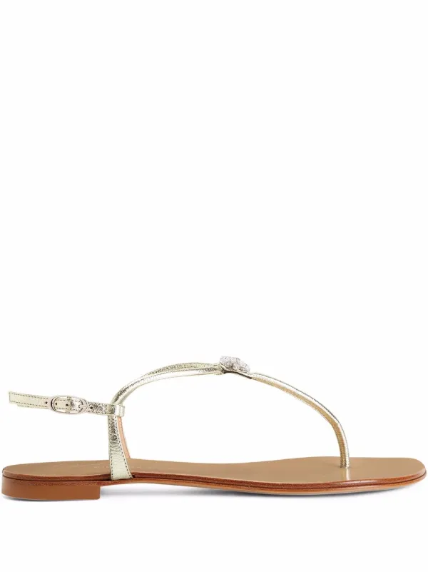 Giuseppe Zanotti Hollie Crystal Leather Flip Flops - Farfetch