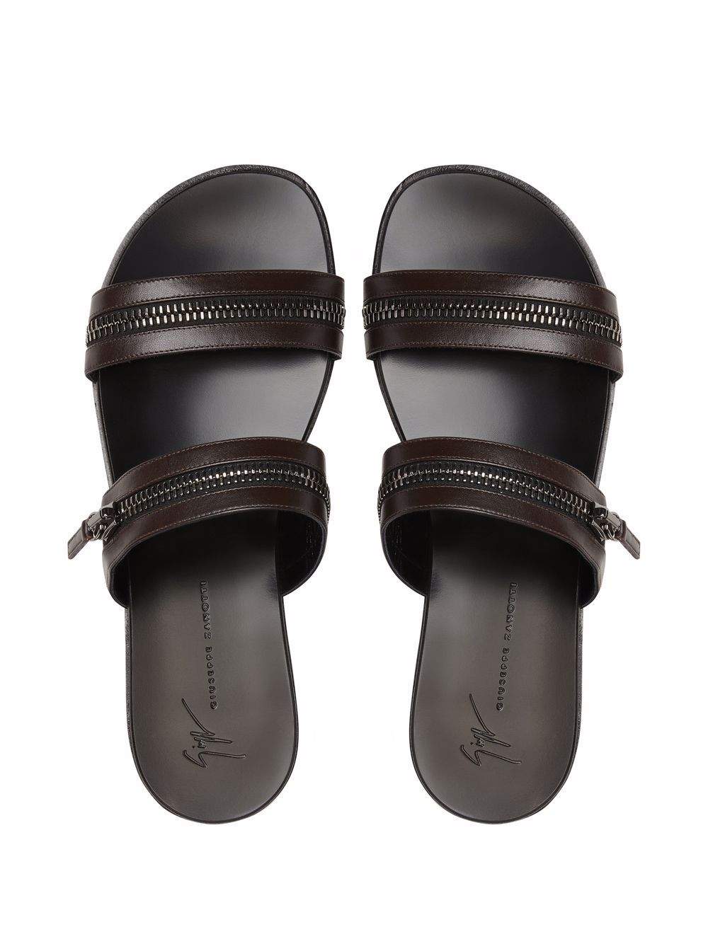 Shop Giuseppe Zanotti Brad Zip-detail Sandals In Braun