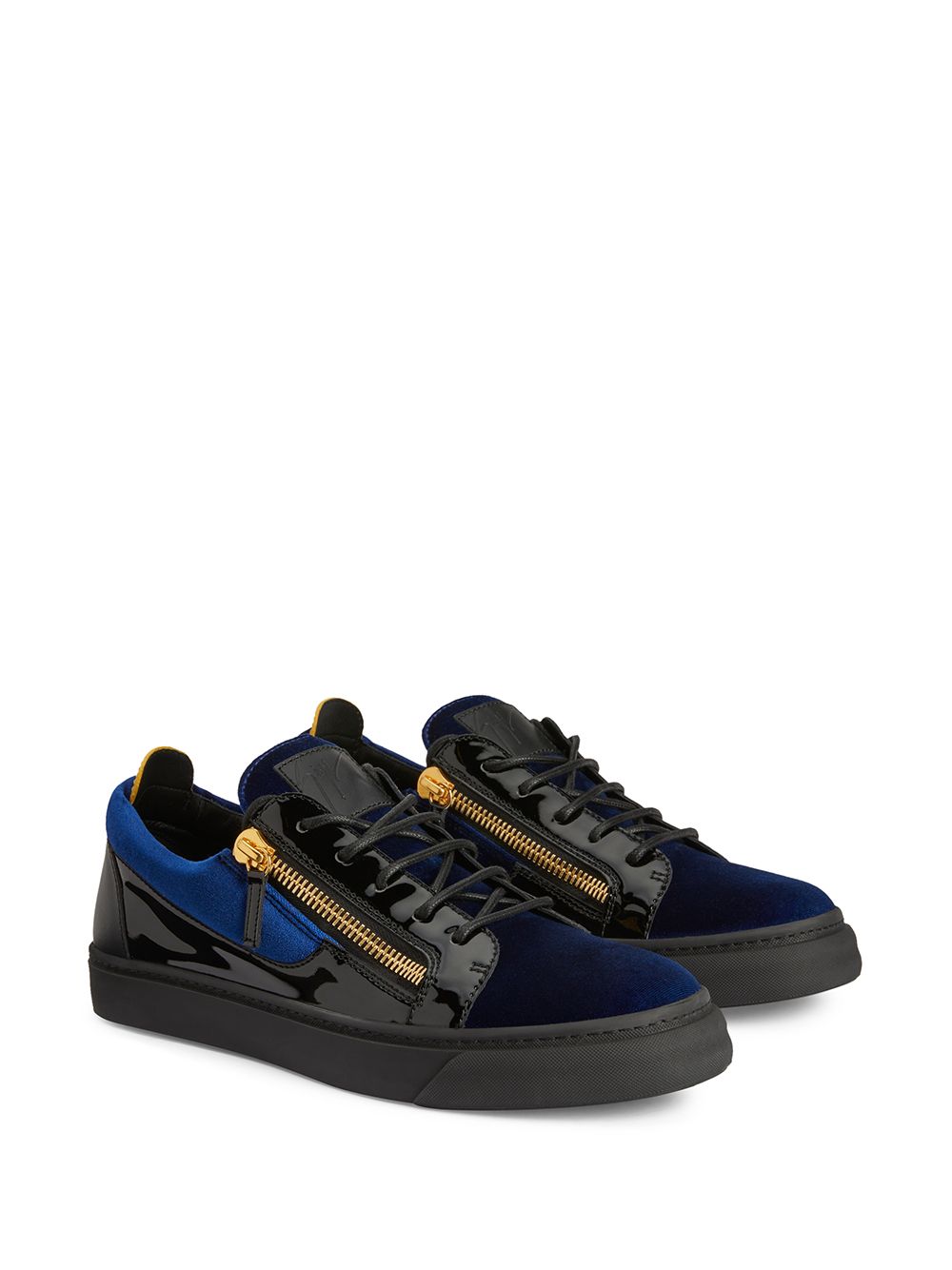 Shop Giuseppe Zanotti Frankie Velvet-panel Sneakers In Blau