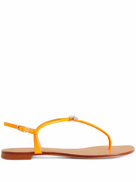 Giuseppe Zanotti Hollie Crystal leather flip flops
