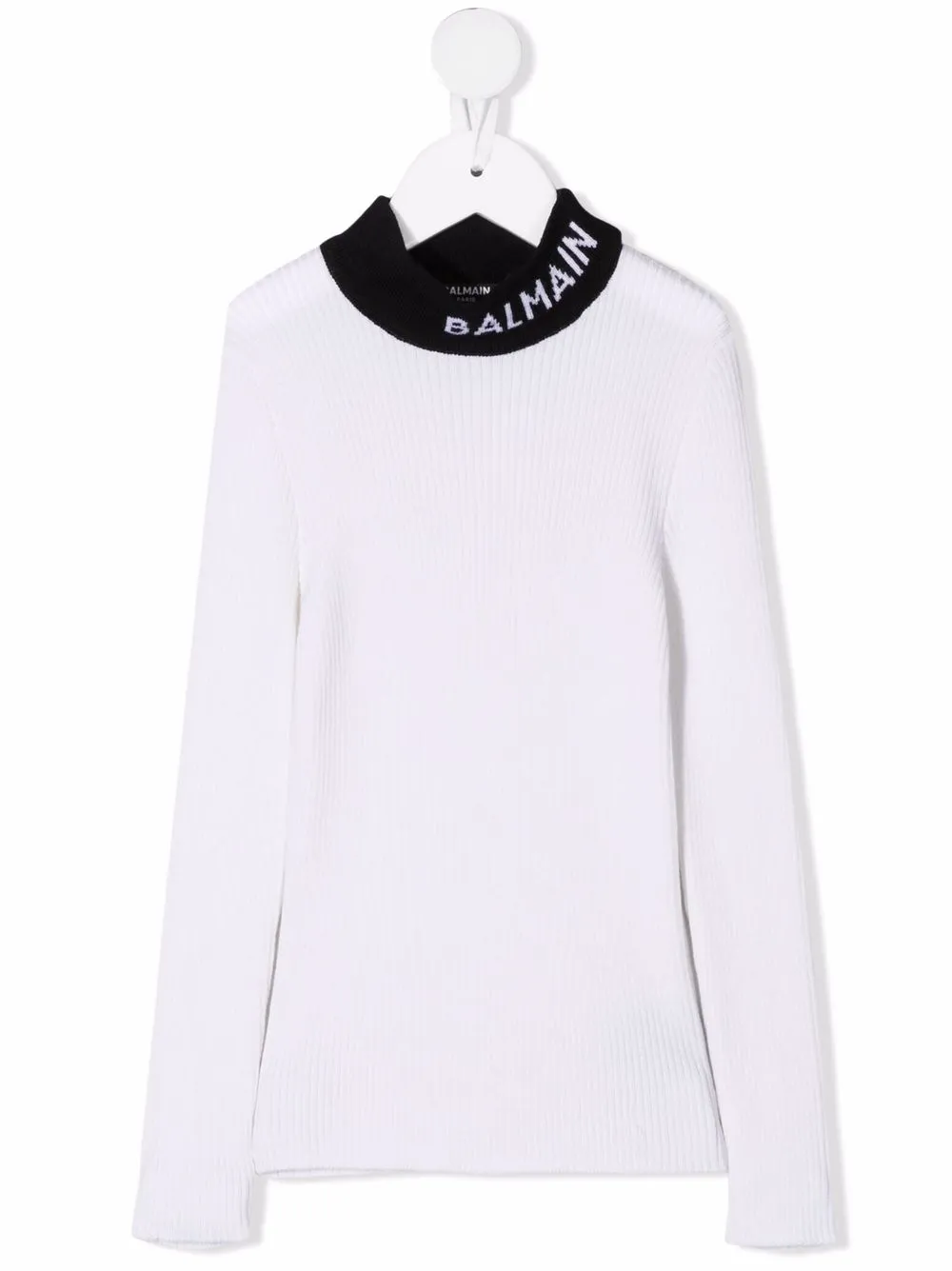 

Balmain Kids suéter con logo en intarsia - Blanco