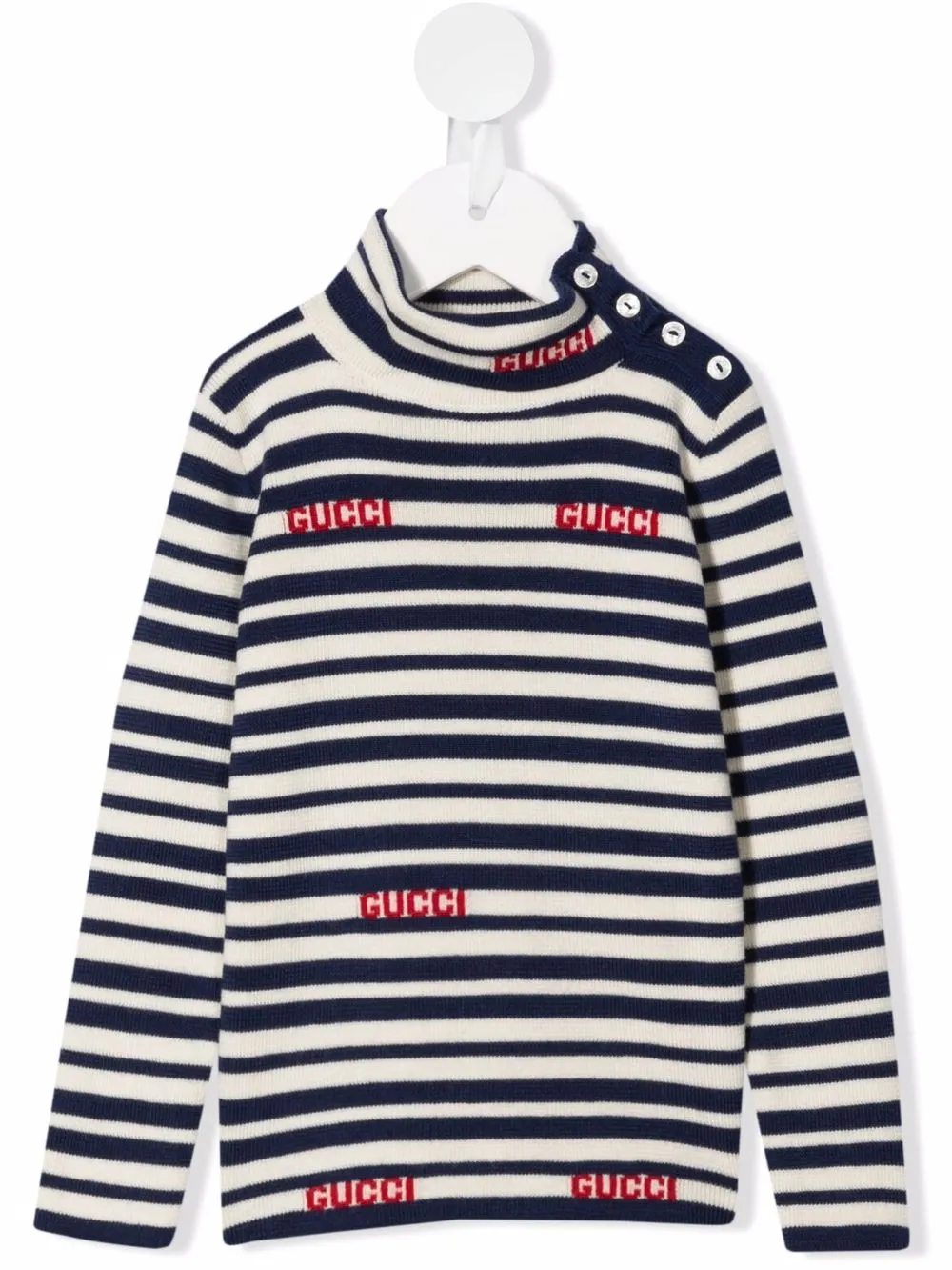 Gucci Babies' Striped Roll Neck Jumper In White