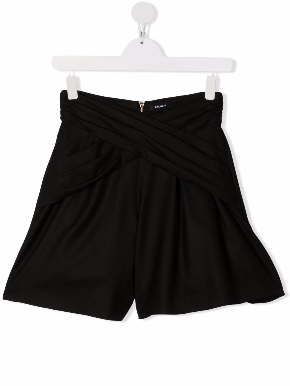 

Balmain Kids cross-over gathered shorts - Black