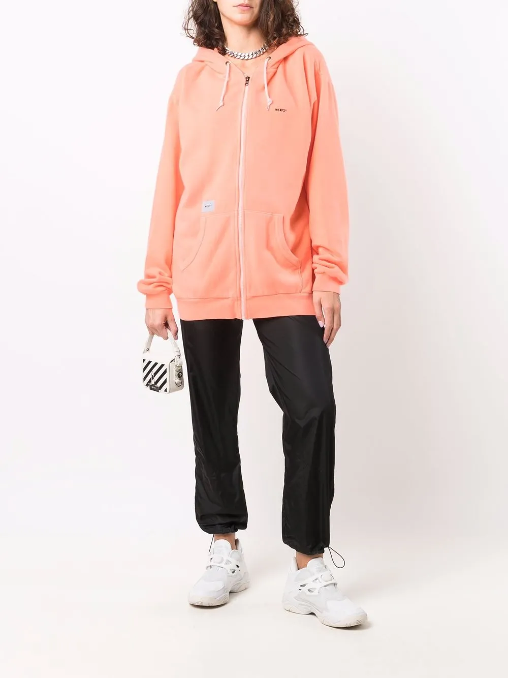 Shop Wtaps Logo-embroidered Zip-up Hoodie In Orange