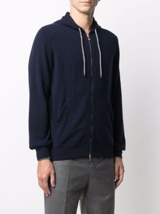 drawstring zipped cashmere hoodie展示图