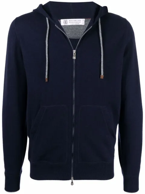 Brunello Cucinelli drawstring zipped cashmere hoodie