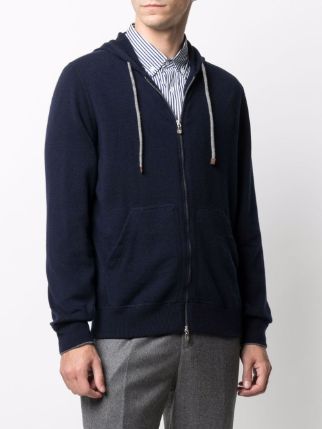 drawstring zipped cashmere hoodie展示图