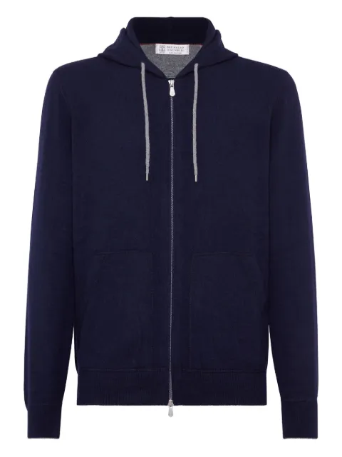 Brunello Cucinelli drawstring zipped cashmere hoodie