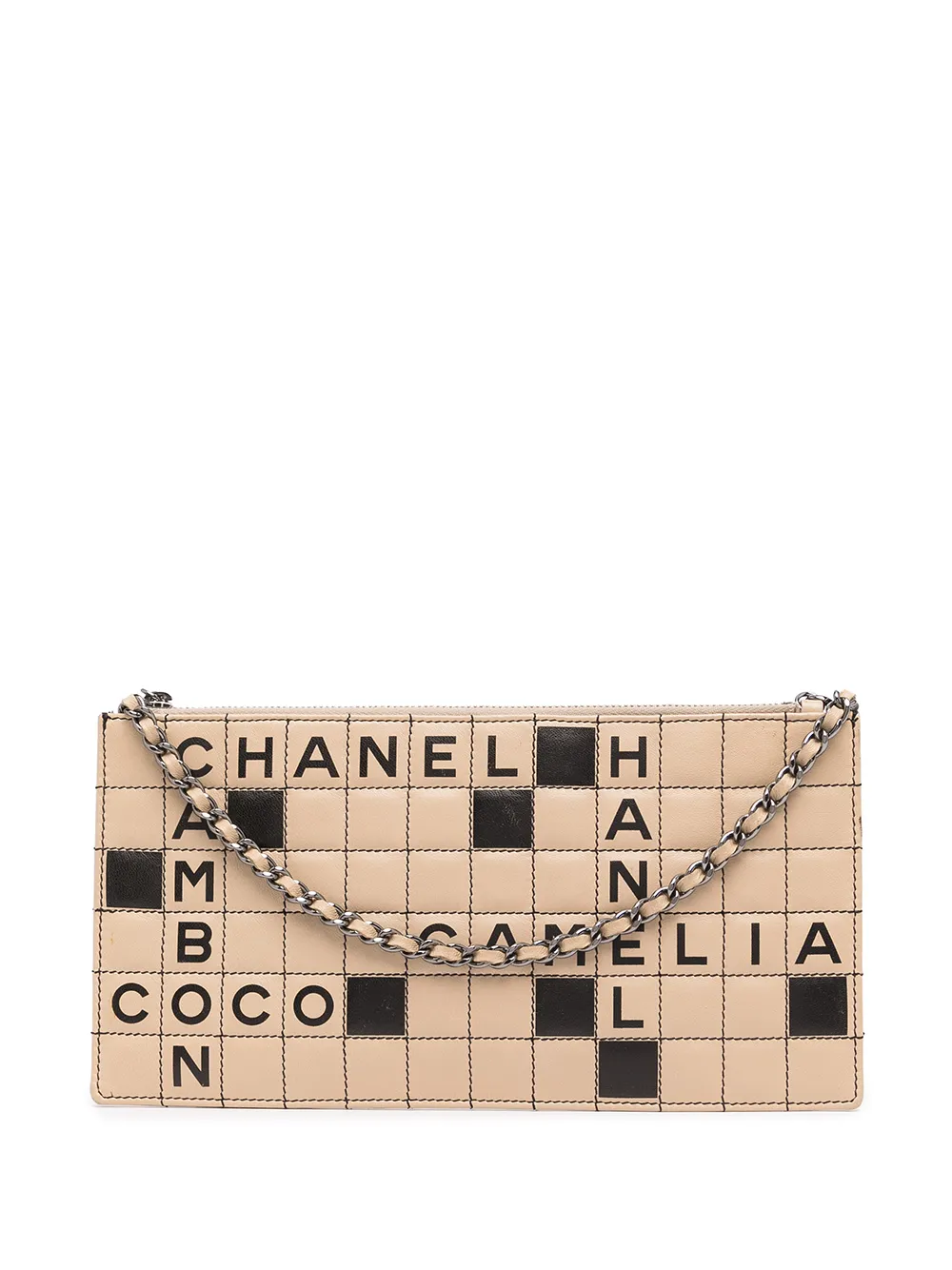 Chanel Pre-Owned Scrabble-print Clutch Bag - Farfetch
