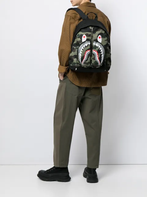 leather bape backpack