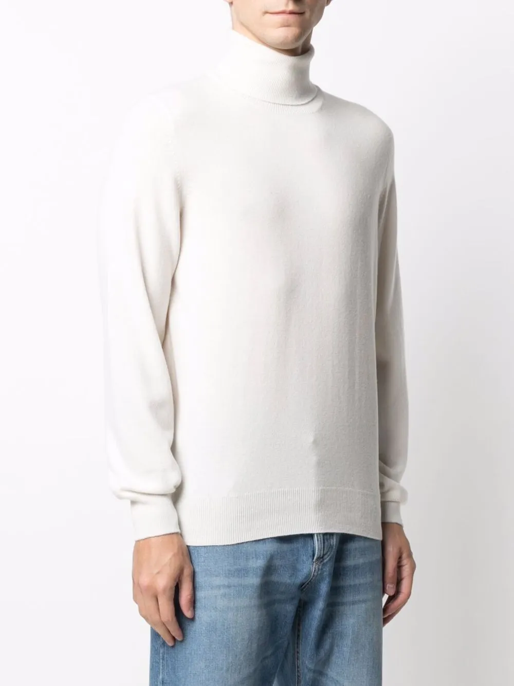 Shop Brunello Cucinelli Roll Neck Cashmere Jumper In White