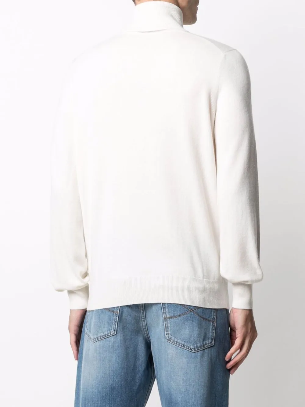 Shop Brunello Cucinelli Roll Neck Cashmere Jumper In White