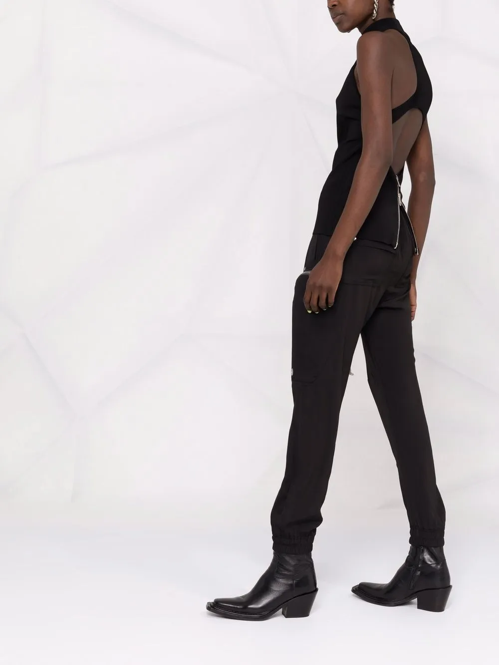 zip-detail sleeveless top