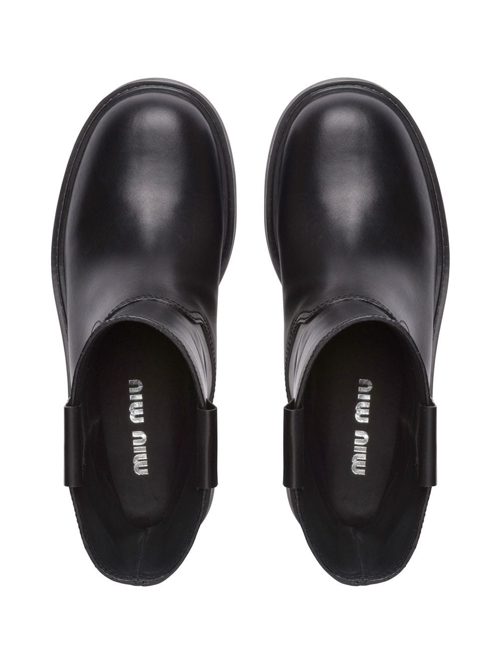 Miu logo-patch ankle boots Black