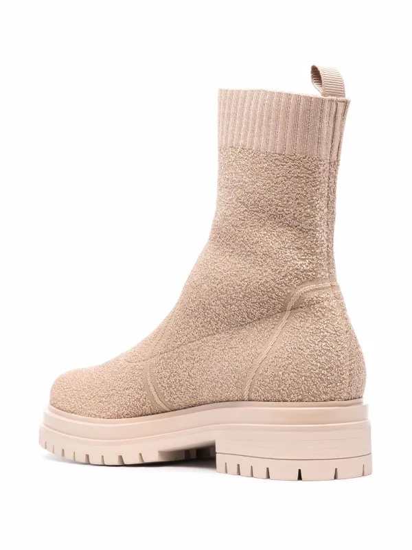 Gianvito Rossi Torrance Bouclé Ankle Boots Neutrals FARFETCH RO