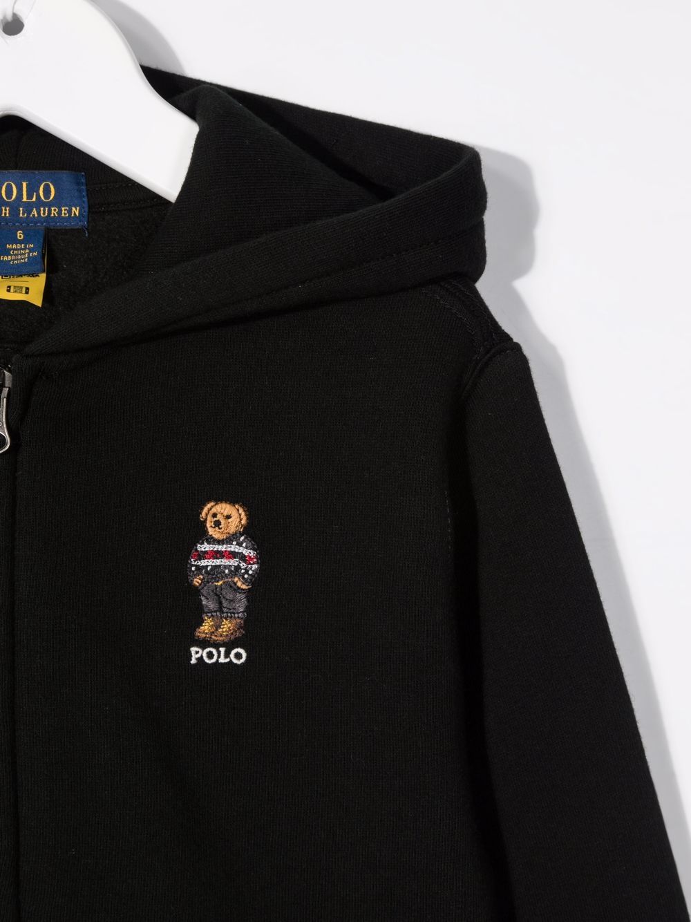 Shop Ralph Lauren Polo Bear-embroidered Zip-up Hoodie In Black