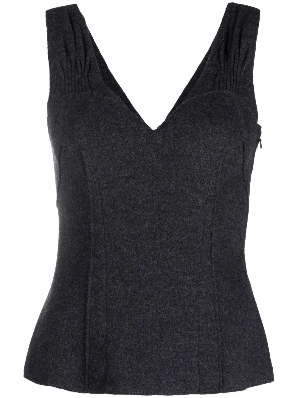 Pre-owned Prada 2000s Gathered Detailing Sleeveless Top In Grey