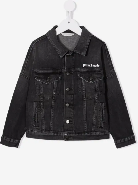 Palm Angels Kids veste en jean à logo imprimé