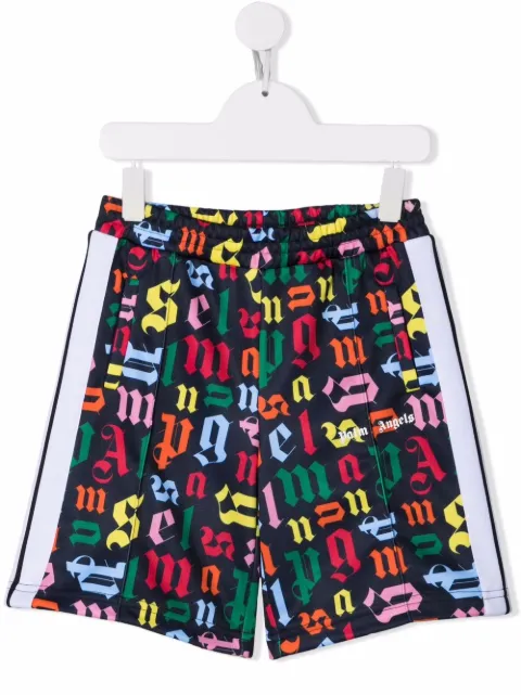 Palm Angels Kids monogram-print track shorts