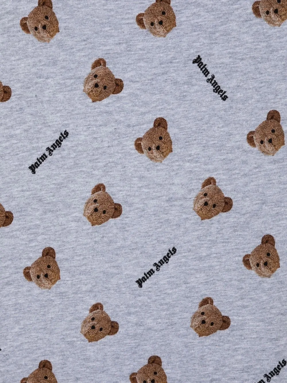 Palm Angels Kids Grey All-over Bear Logo T-shirt In Grey
