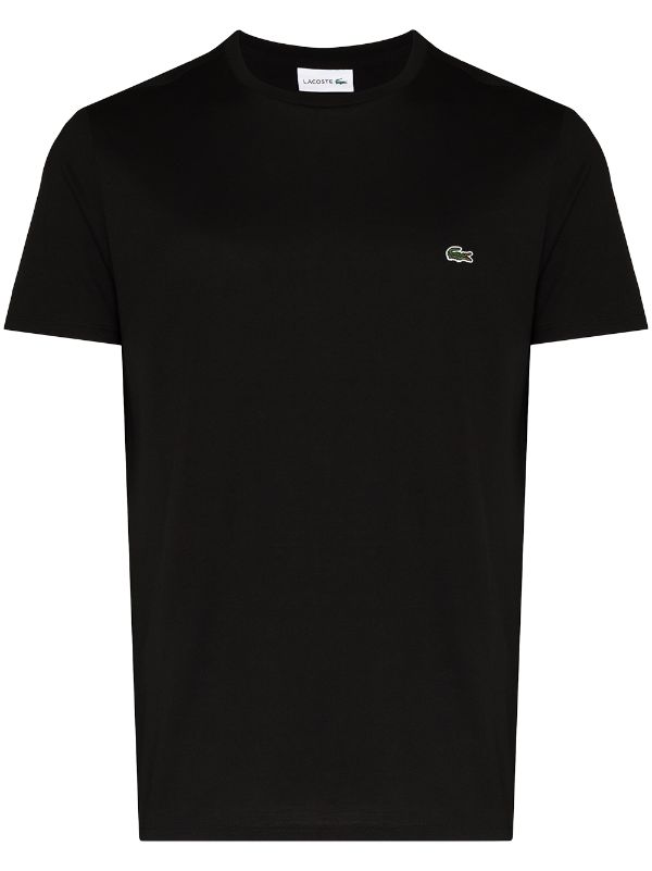 Shop Lacoste logo-embroidered crew-neck T-shirt with - FARFETCH