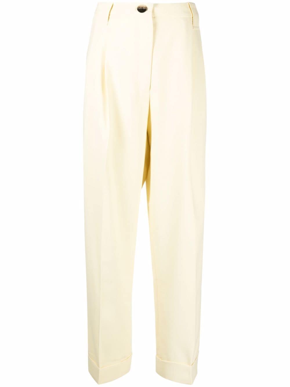 ganni pantalon de tailleur à taille haute - jaune