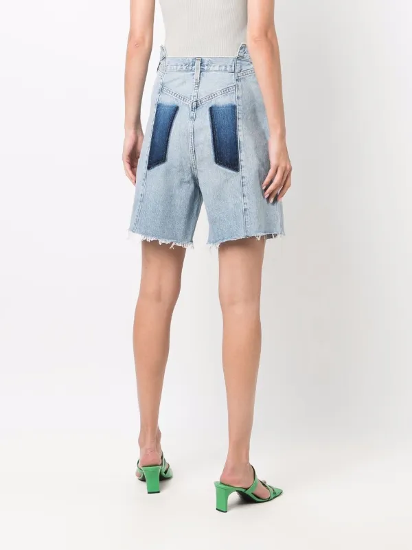 AGOLDE blue patch-detail denim shorts 