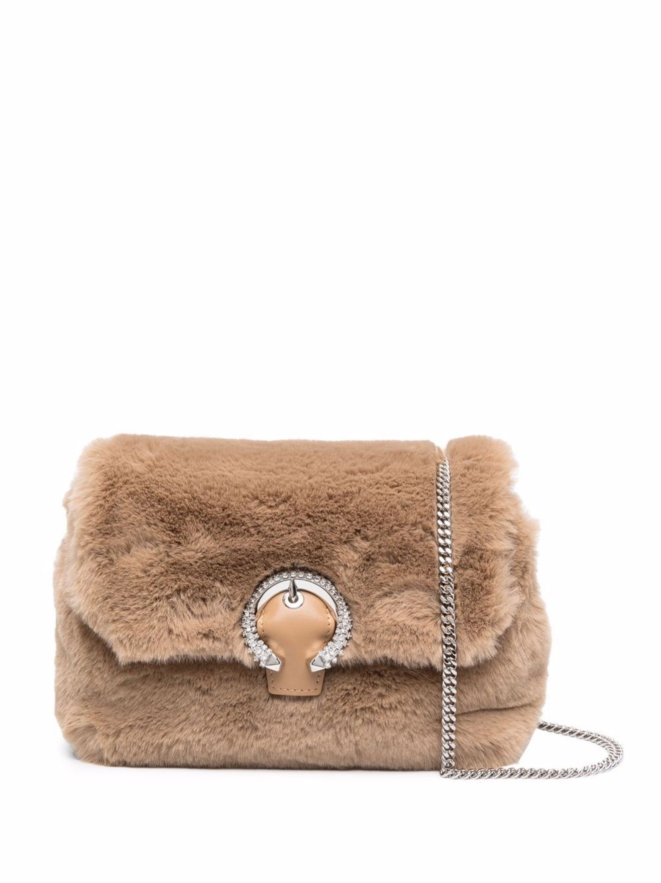 Jimmy Choo Madeline faux-fur shoulder bag neutrals | MODES