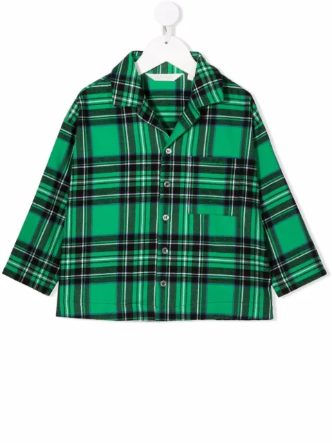 Palm Angels Kids check-print cotton shirt 
