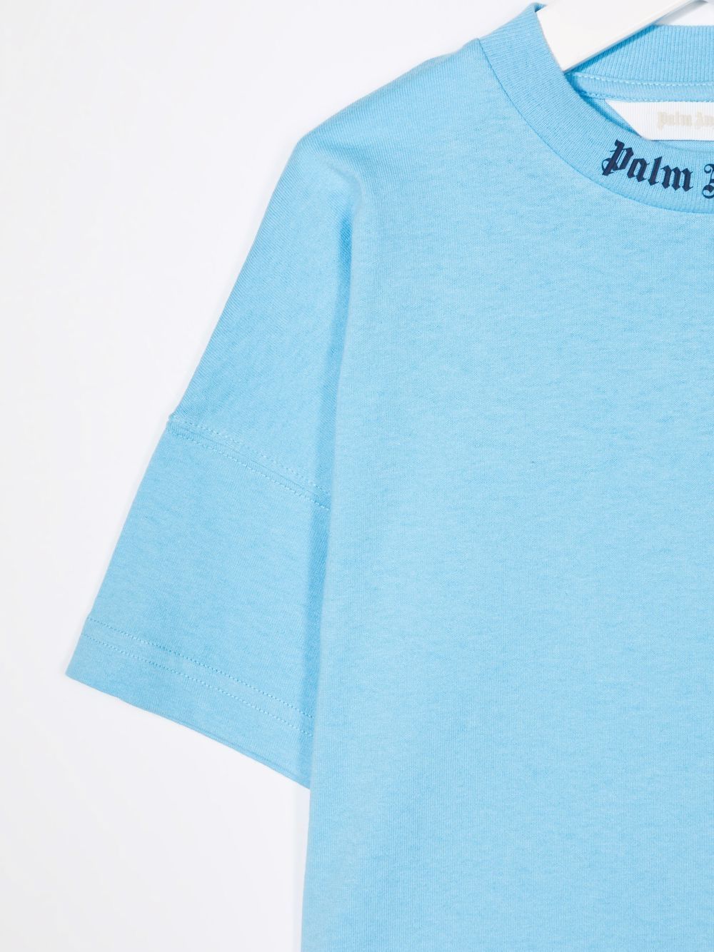 Shop Palm Angels Logo-print Cotton T-shirt In Blue