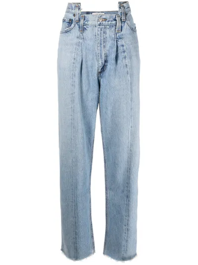 Pieced Angled straight-leg jeans 