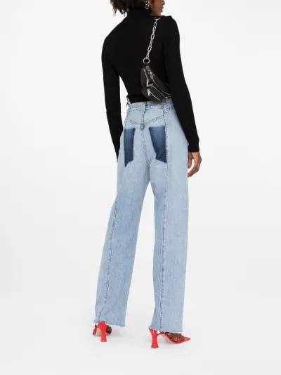 Pieced Angled straight-leg jeans 
