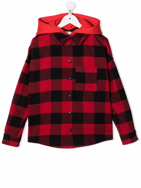 Palm Angels Kids check-print hooded overshirt