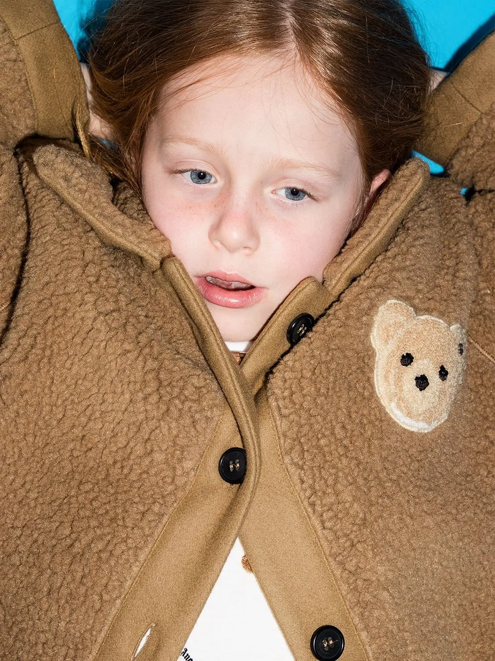 Palm Angels Teddy Puffer Coat W/ Bear Patch In 褐色