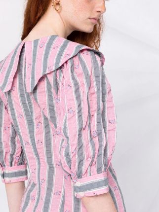 floral striped seersucker dress展示图