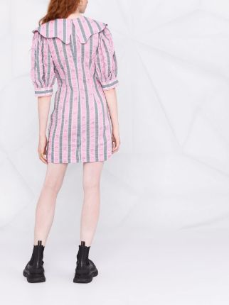 floral striped seersucker dress展示图