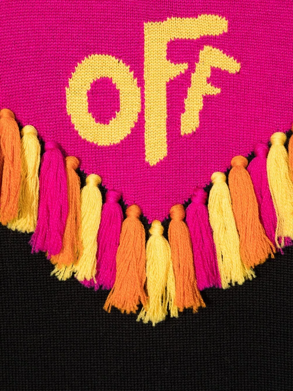 Off-white Kids' Colorblock Tassel Sweater Dress In Black