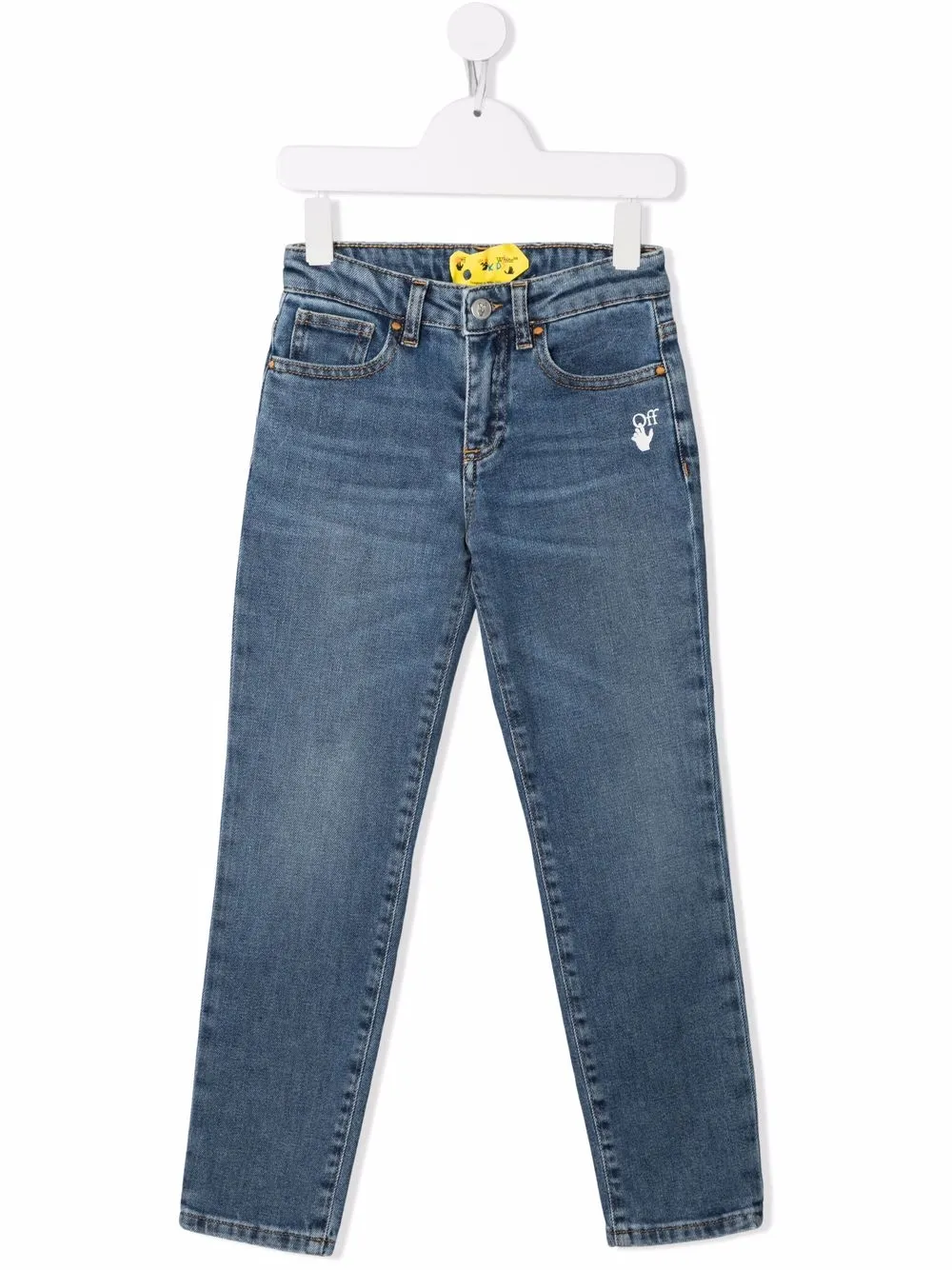 

Off-White Kids Slim-Diag logo-patch jeans - Blue