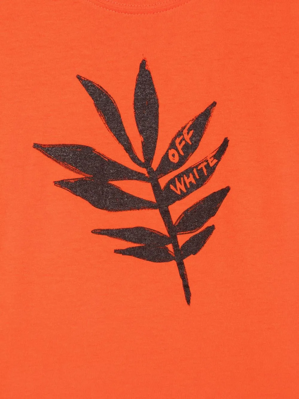  Off White Kids T Shirt Mit Blatt Print   Orange 