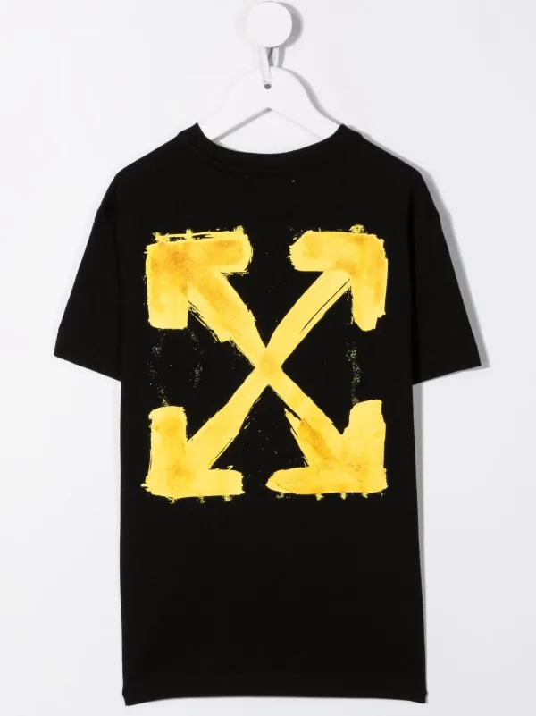 yellow and black off white shirt