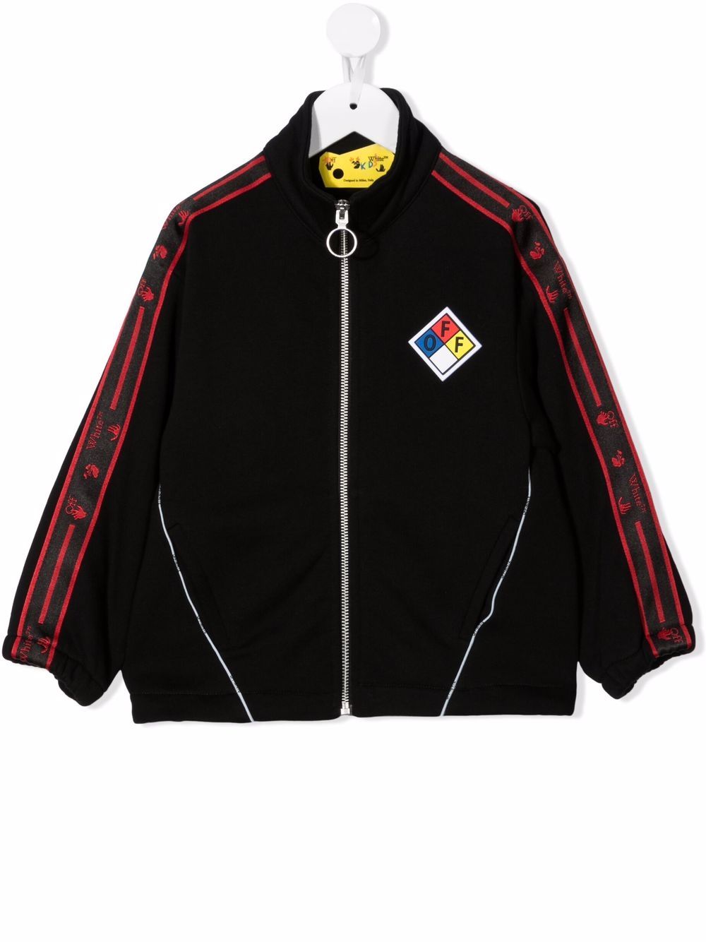 Off-White Kids logo-tape track jacket - Black