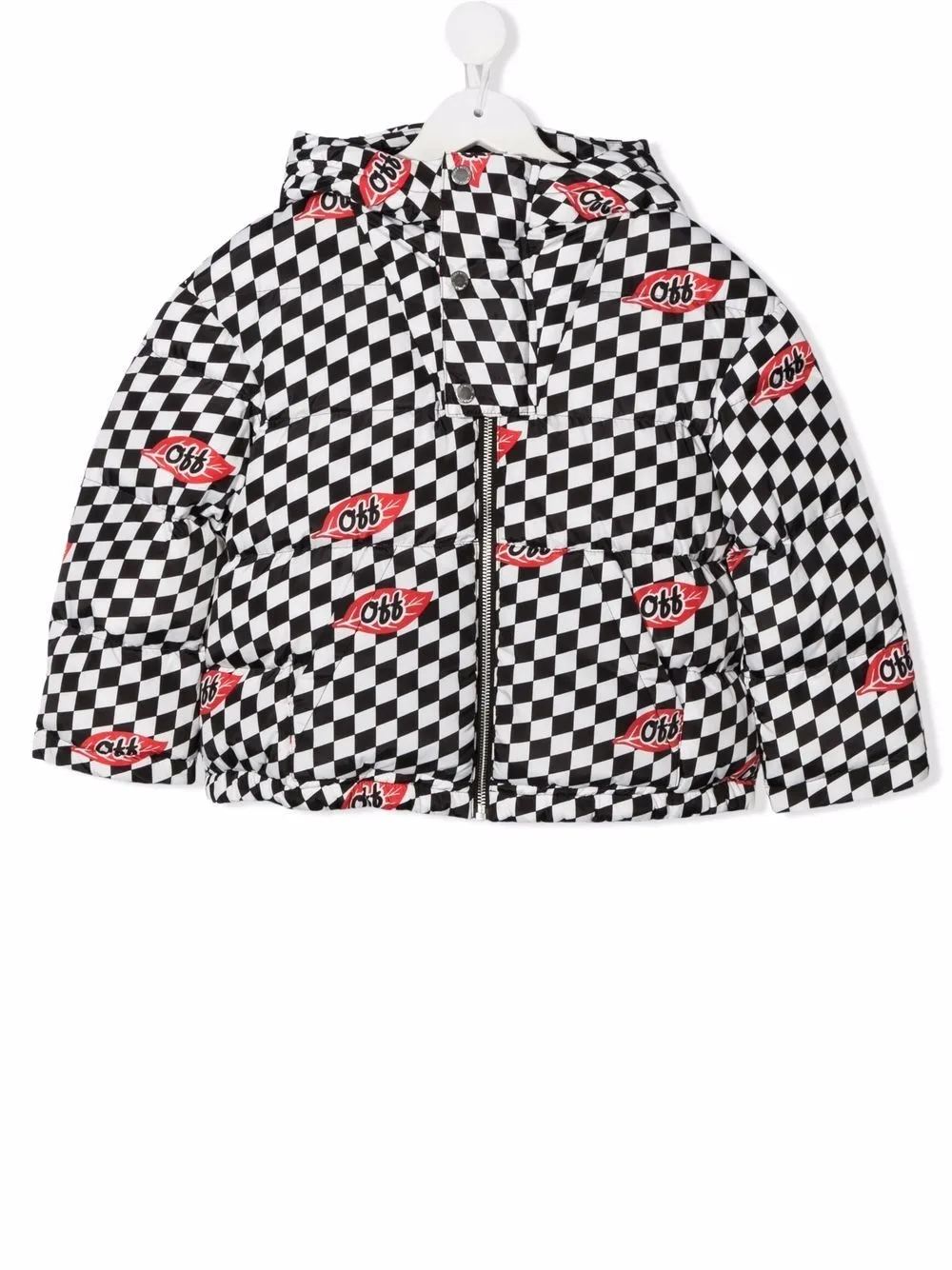 

Off-White Kids chamarra capitonada con motivo cuadros de ajedrez - Negro