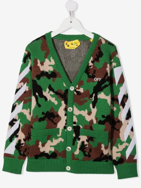 Off-White Kids cárdigan con motivo militar