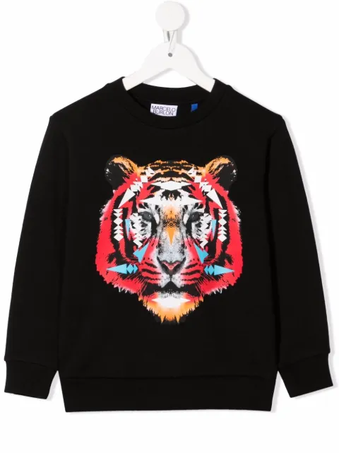 Marcelo Burlon County Of Milan Kids Moletom de algodão com estampa de tigre 