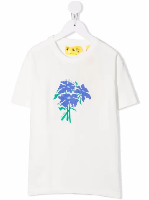 Off-White Kids lilac-print cotton T-Shirt 
