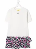 Off-White Kids mix-print ruffled dress