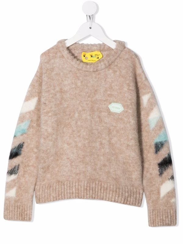 Off White Kids Arrows brushed knit Jumper Farfetch